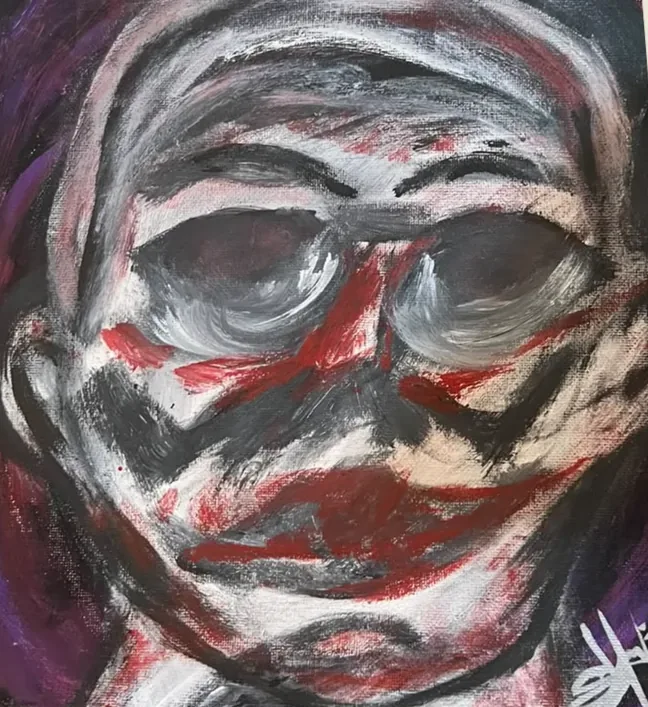 Pintura: rostro con lentes